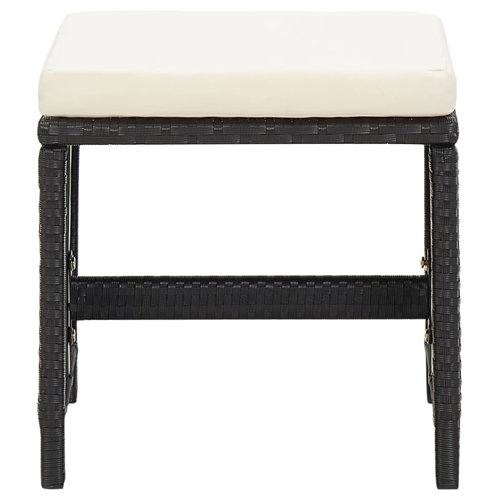 Tuinkrukken Met Kussens Poly Rattan Zwart en wit