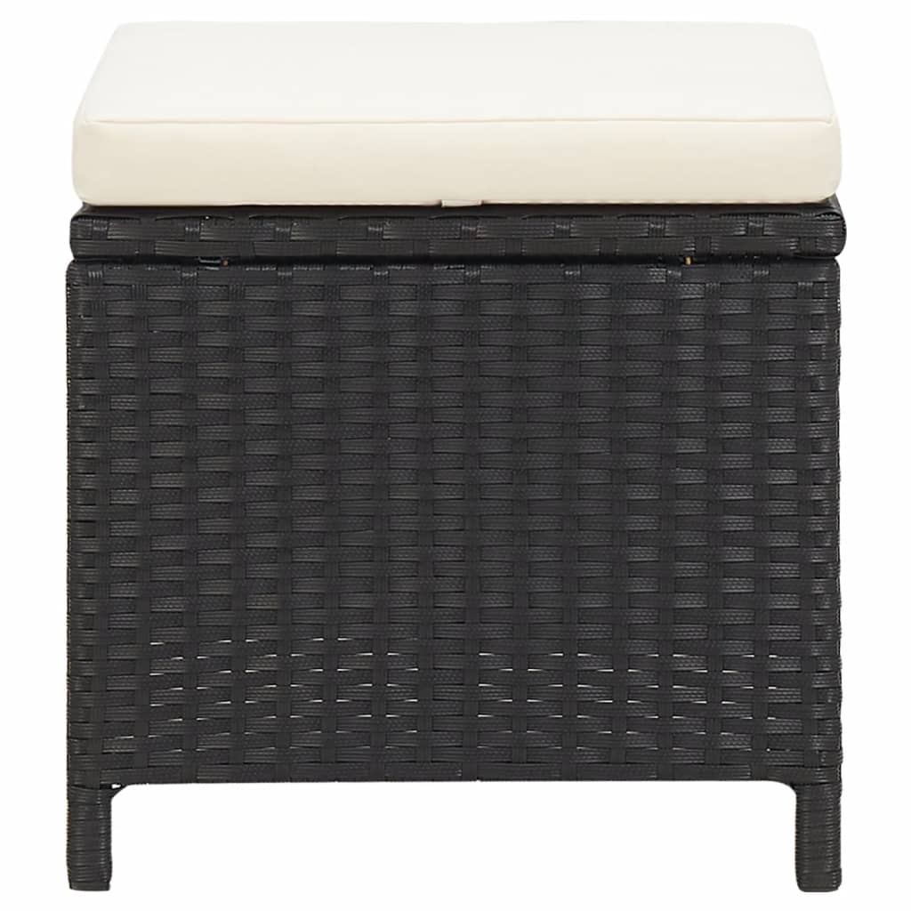 Tuinkrukken Met Kussens Poly Rattan Zwart en wit