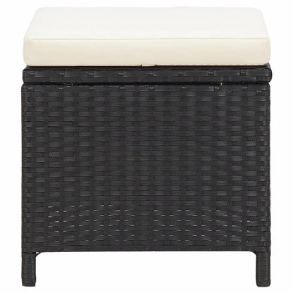 Tuinkrukken Met Kussens Poly Rattan Zwart en wit