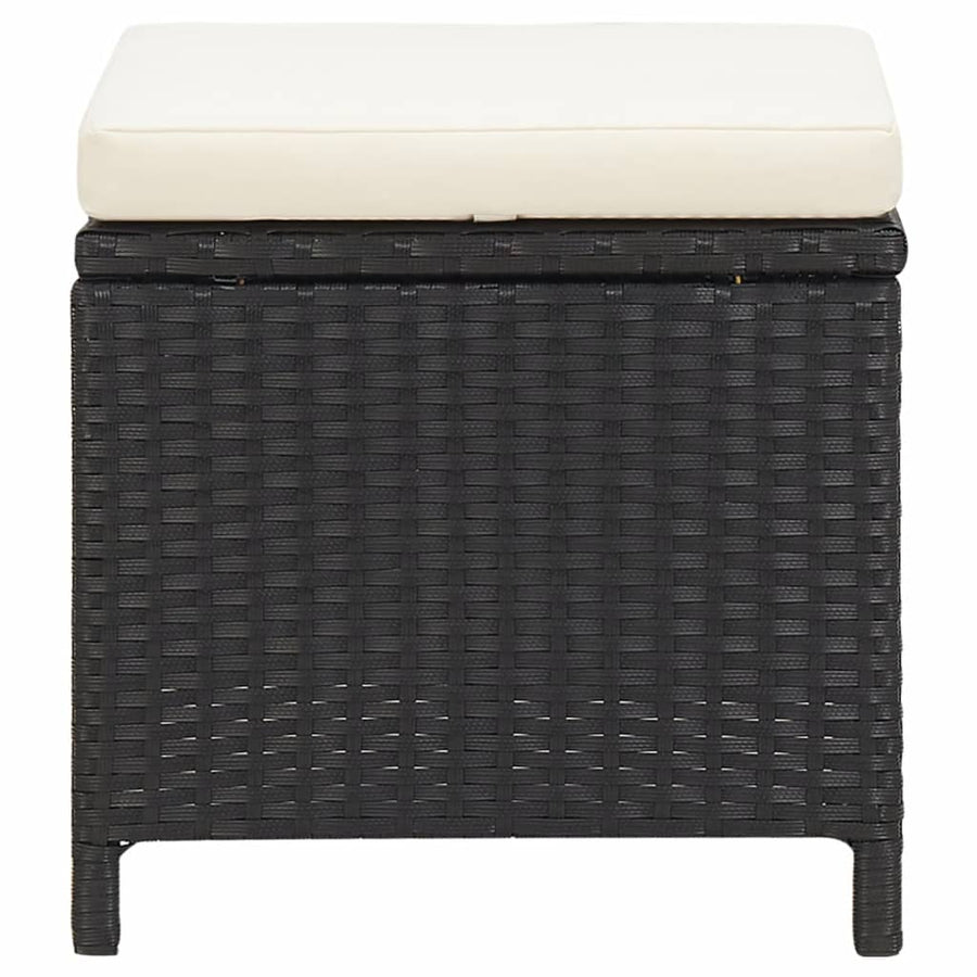 Tuinkrukken Met Kussens Poly Rattan Zwart en wit