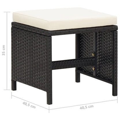 Tuinkrukken Met Kussens Poly Rattan Zwart en wit