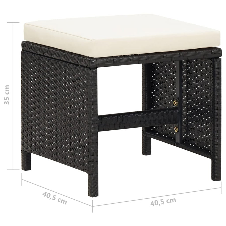 Tuinkrukken Met Kussens Poly Rattan Zwart en wit