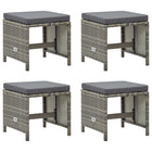 Tuinkrukken 4 stuks poly rattan grijs 40,5x40,5x35 cm