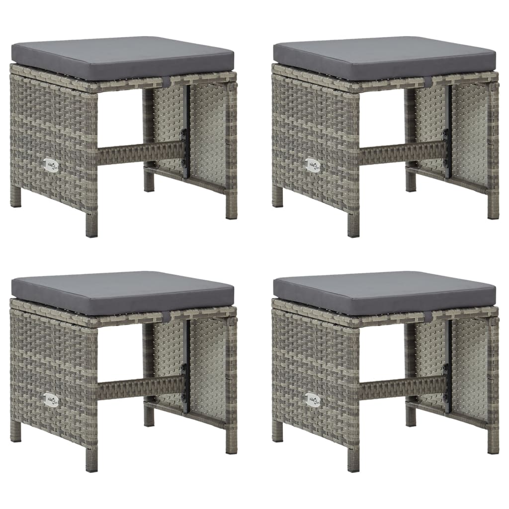 Tuinkrukken Met Kussens Poly Rattan Grijs