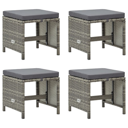 Tuinkrukken Met Kussens Poly Rattan Grijs