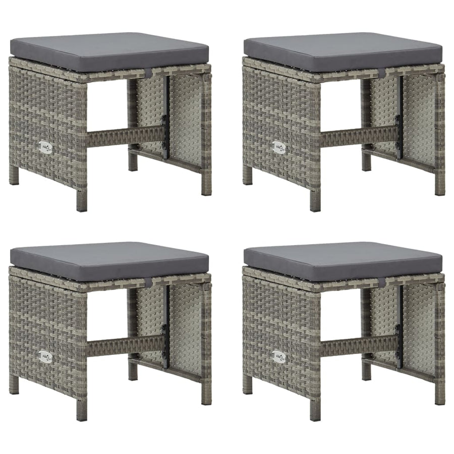 Tuinkrukken Met Kussens Poly Rattan Grijs
