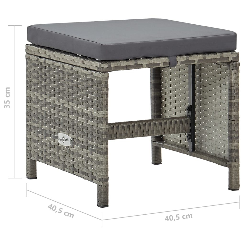 Tuinkrukken Met Kussens Poly Rattan Grijs