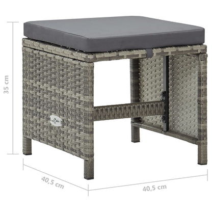 Tuinkrukken Met Kussens Poly Rattan Grijs
