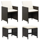Garden Chair and Footstool Set 4-Piece Poly Rattan Black