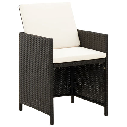 Tuinstoel- En Voetenbankset -Delig Poly Rattan Zwart en wit