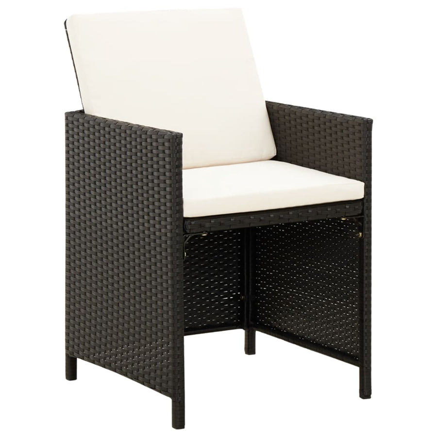Tuinstoel- En Voetenbankset -Delig Poly Rattan Zwart en wit