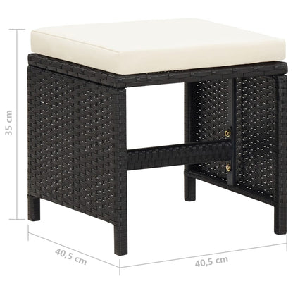 Tuinstoel- En Voetenbankset -Delig Poly Rattan Zwart en wit