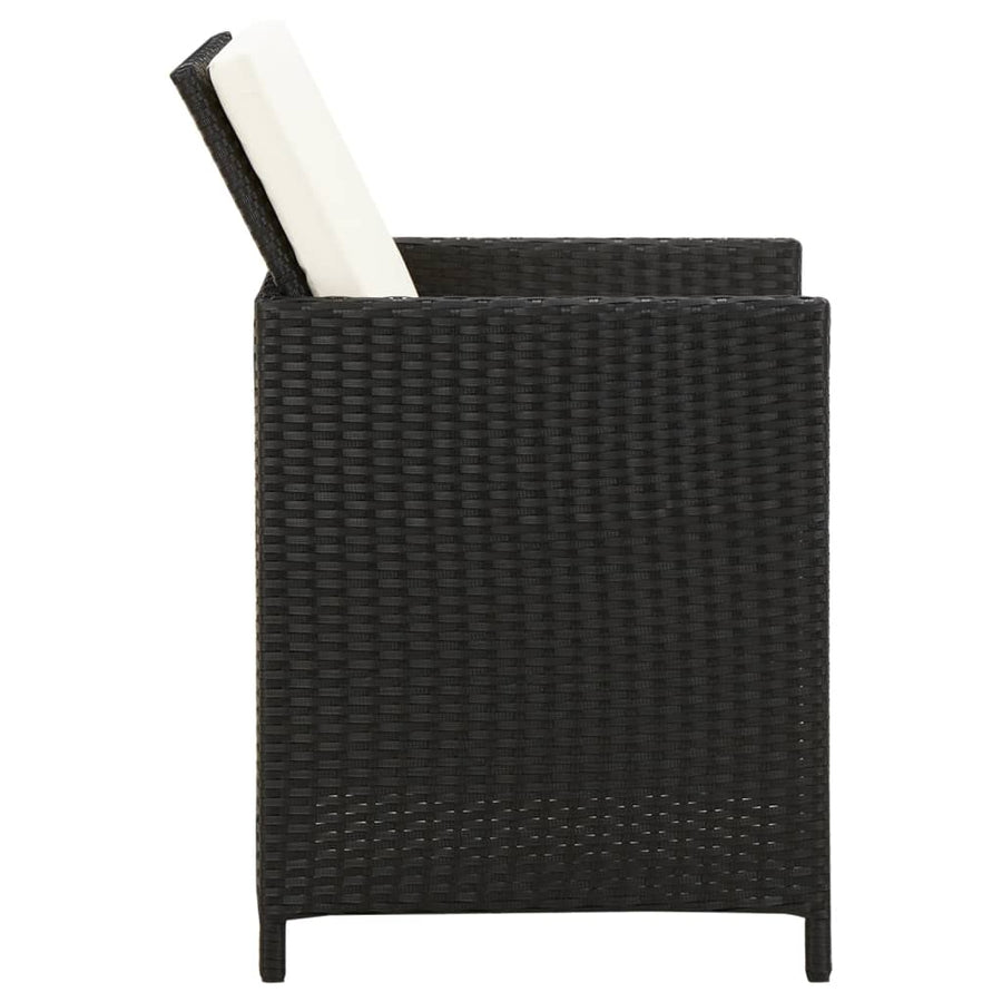 Tuinstoel- En Voetenbankset -Delig Poly Rattan Zwart en wit