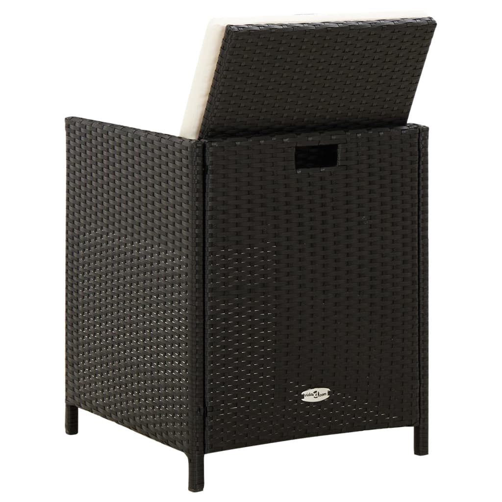 Tuinstoel- En Voetenbankset -Delig Poly Rattan Zwart en wit