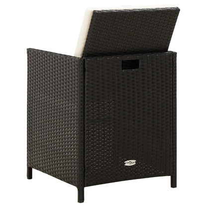 Tuinstoel- En Voetenbankset -Delig Poly Rattan Zwart en wit