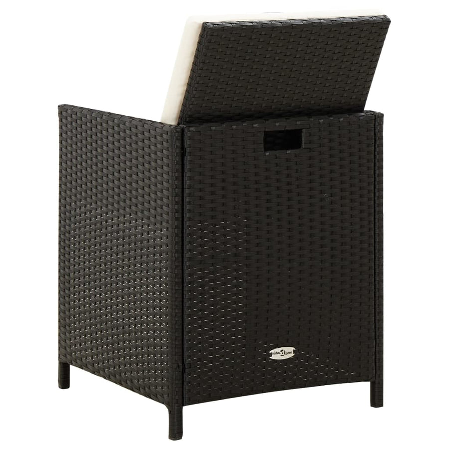 Tuinstoel- En Voetenbankset -Delig Poly Rattan Zwart en wit