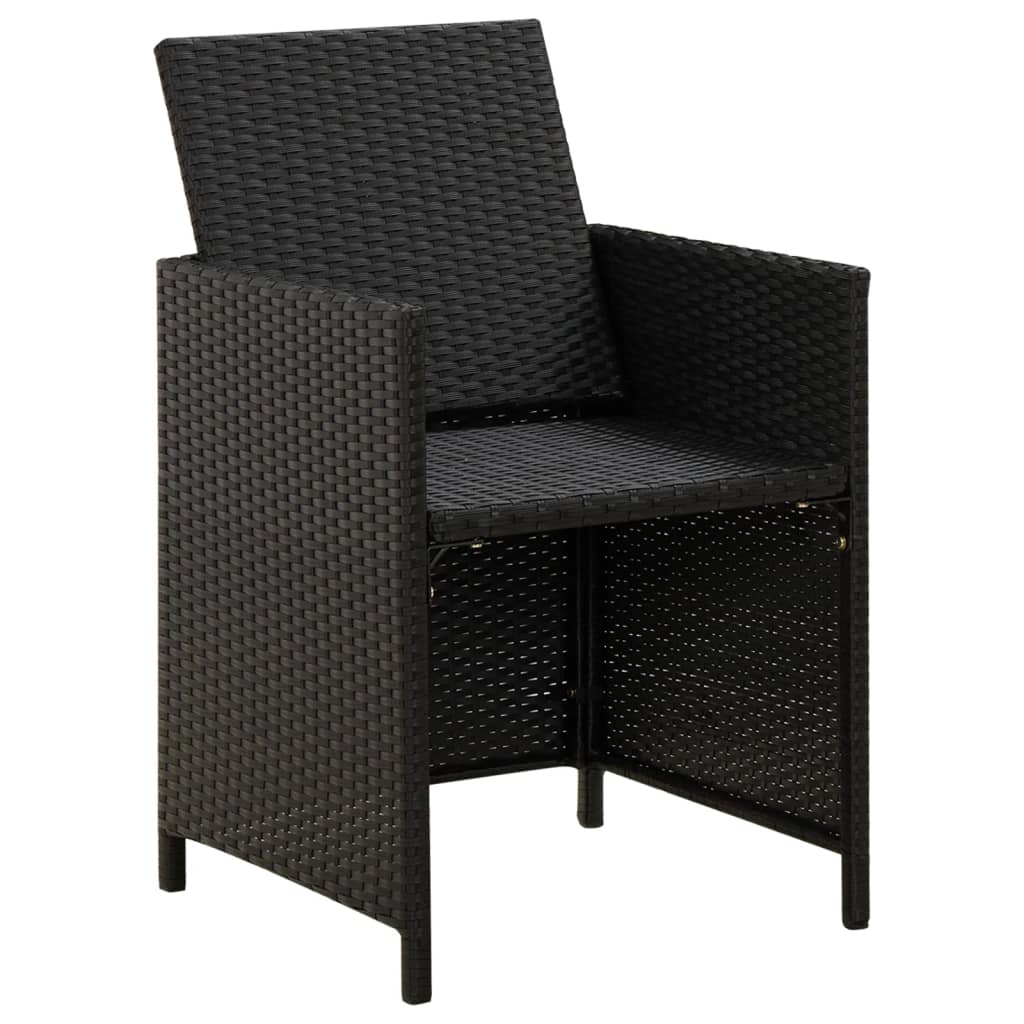 Tuinstoel- En Voetenbankset -Delig Poly Rattan Zwart en wit