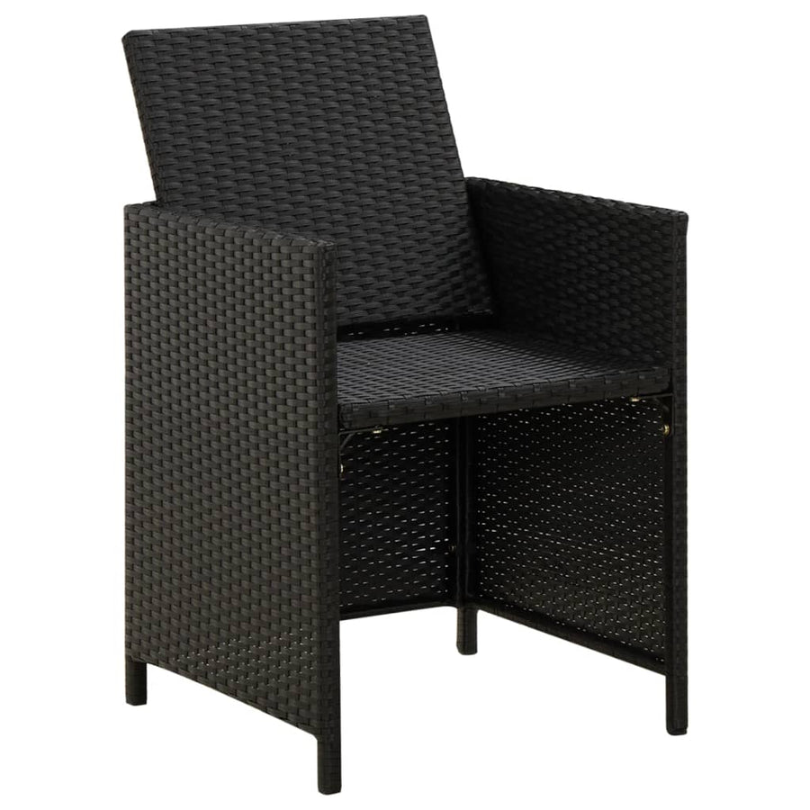 Tuinstoel- En Voetenbankset -Delig Poly Rattan Zwart en wit