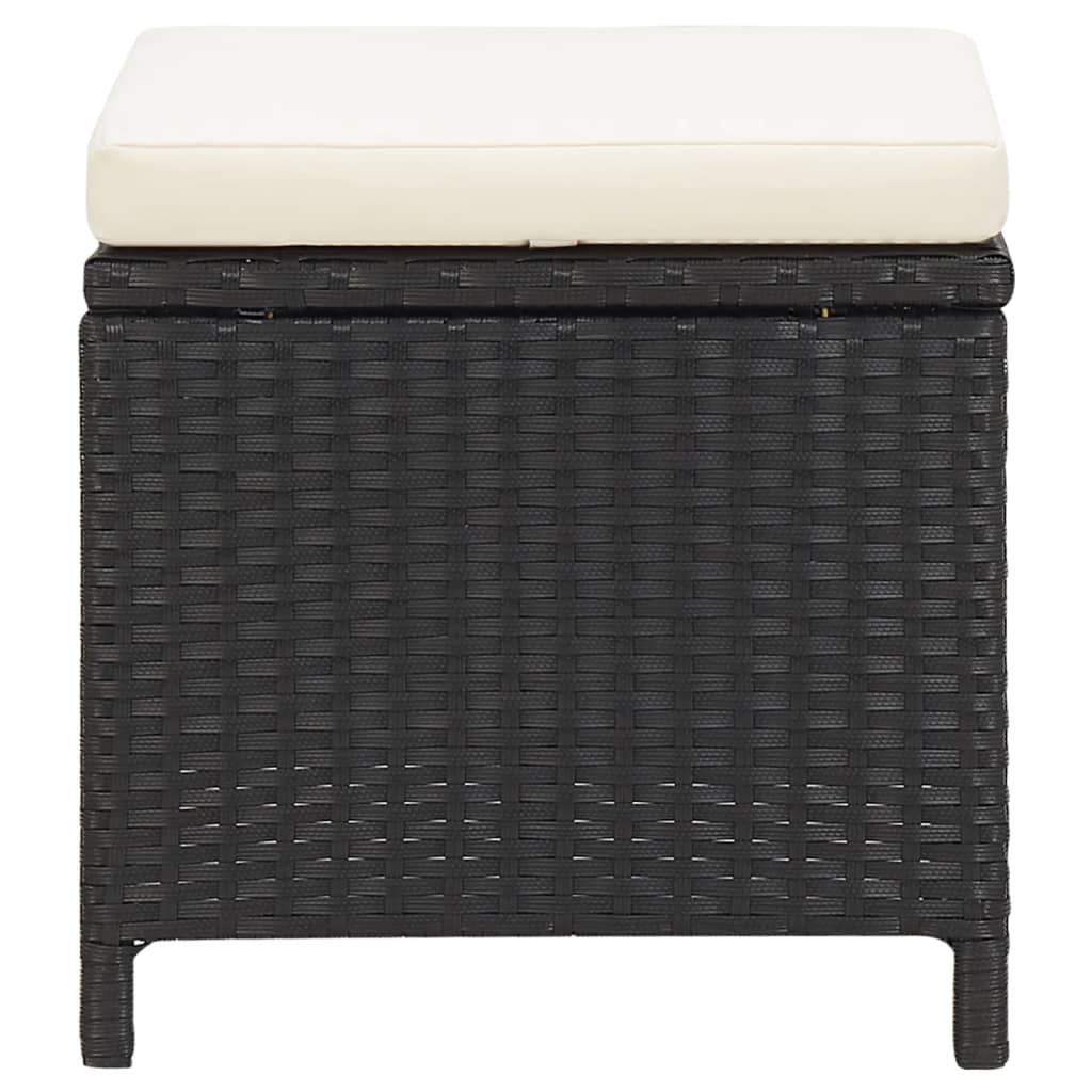 Tuinstoel- En Voetenbankset -Delig Poly Rattan Zwart en wit