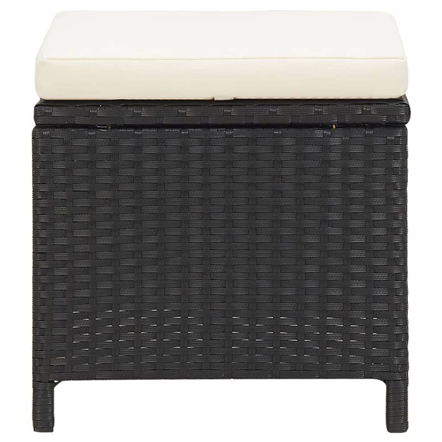 Tuinstoel- En Voetenbankset -Delig Poly Rattan Zwart en wit