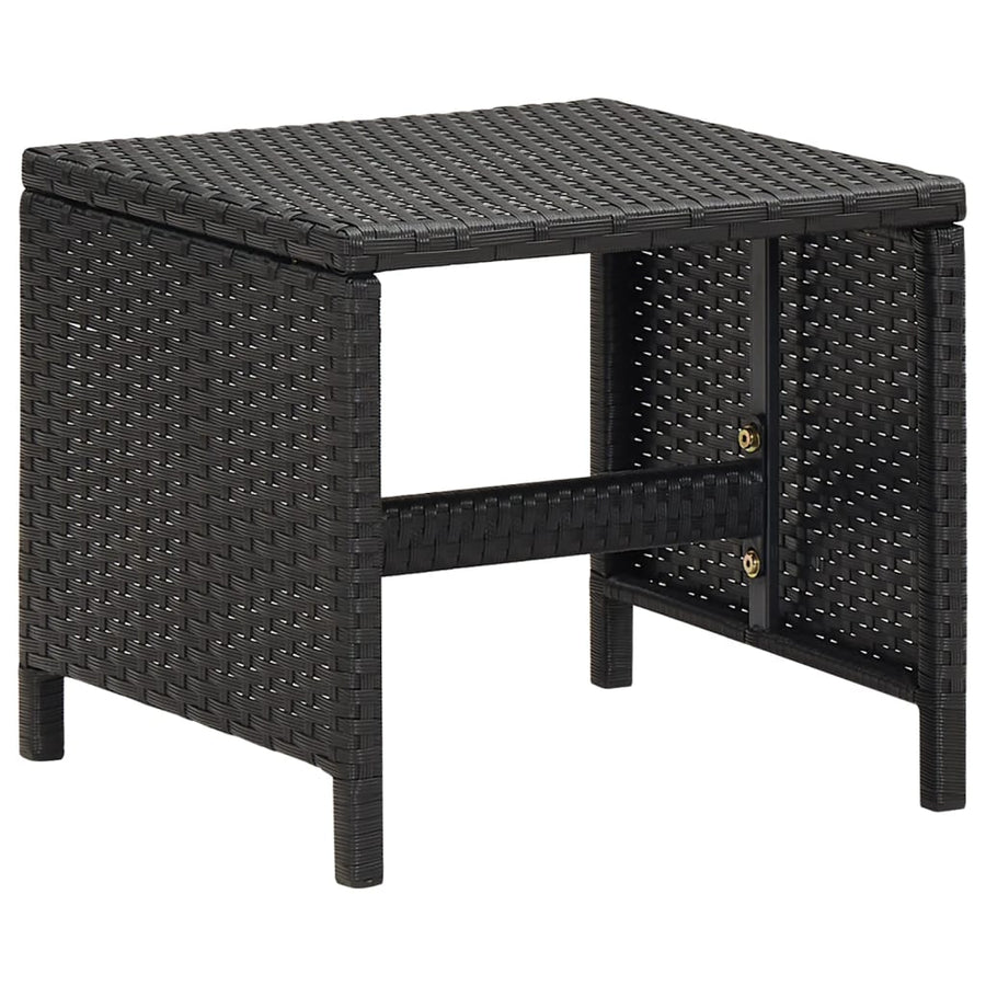 Tuinstoel- En Voetenbankset -Delig Poly Rattan Zwart en wit