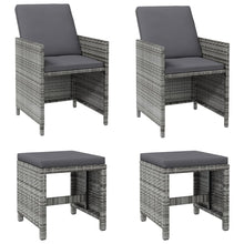 4-Delige Tuinstoelen- En Voetenbankenset Poly Rattan Grijs