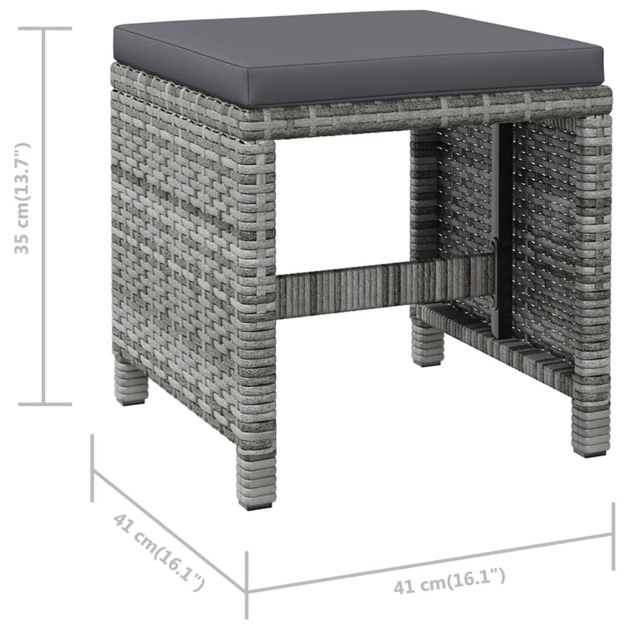 4-Delige Tuinstoelen- En Voetenbankenset Poly Rattan Grijs