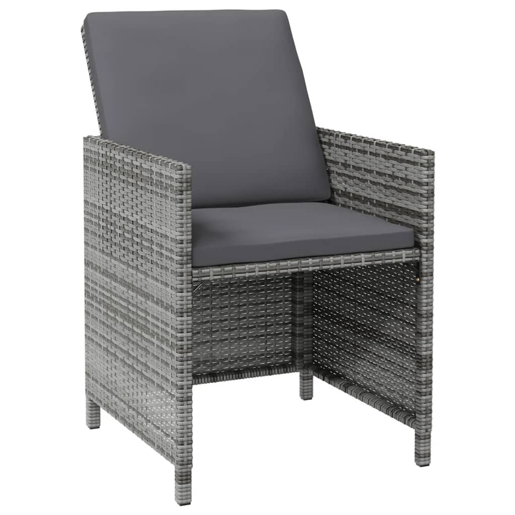 4-Delige Tuinstoelen- En Voetenbankenset Poly Rattan Grijs