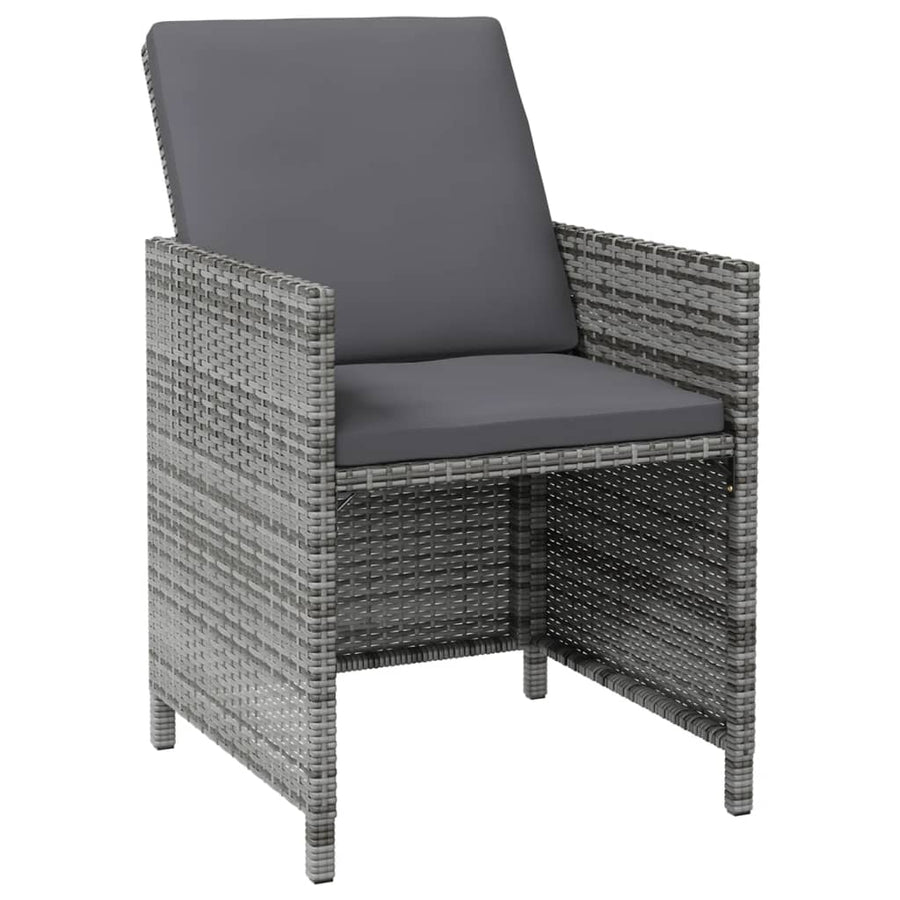 4-Delige Tuinstoelen- En Voetenbankenset Poly Rattan Grijs