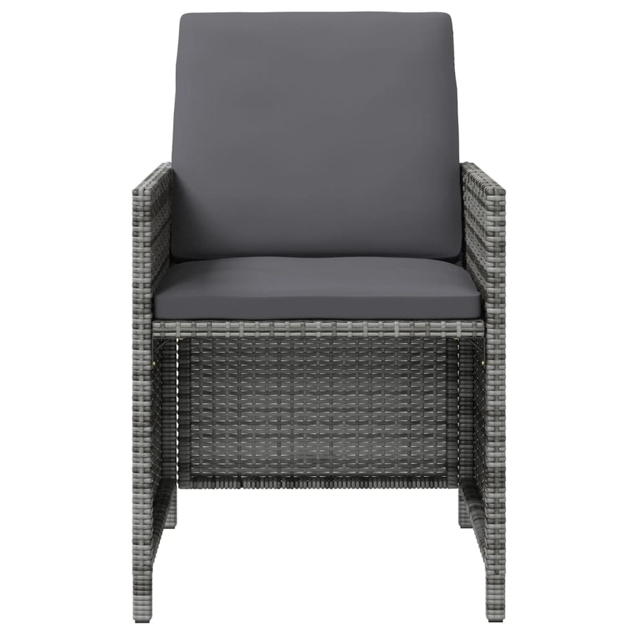 4-Delige Tuinstoelen- En Voetenbankenset Poly Rattan Grijs