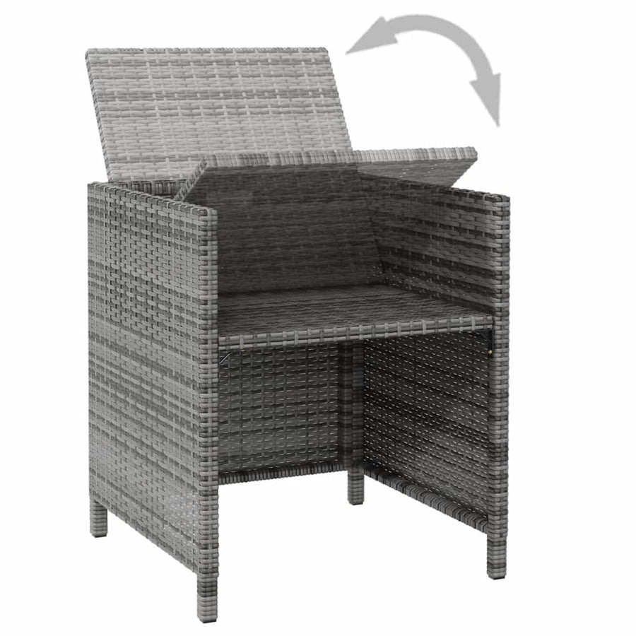 4-Delige Tuinstoelen- En Voetenbankenset Poly Rattan Grijs