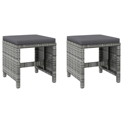 4-Delige Tuinstoelen- En Voetenbankenset Poly Rattan Grijs