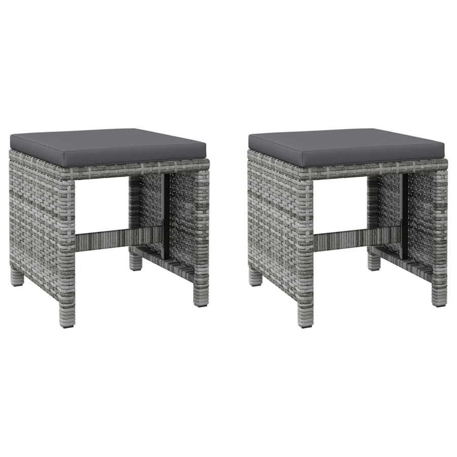 4-Delige Tuinstoelen- En Voetenbankenset Poly Rattan Grijs