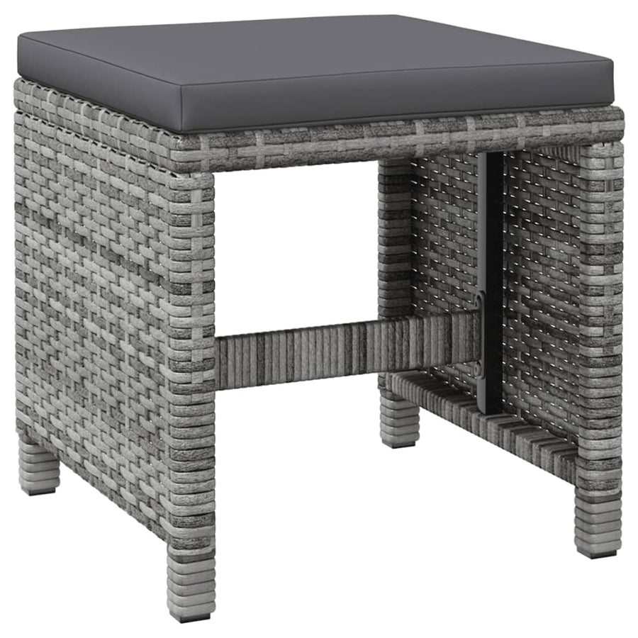 4-Delige Tuinstoelen- En Voetenbankenset Poly Rattan Grijs
