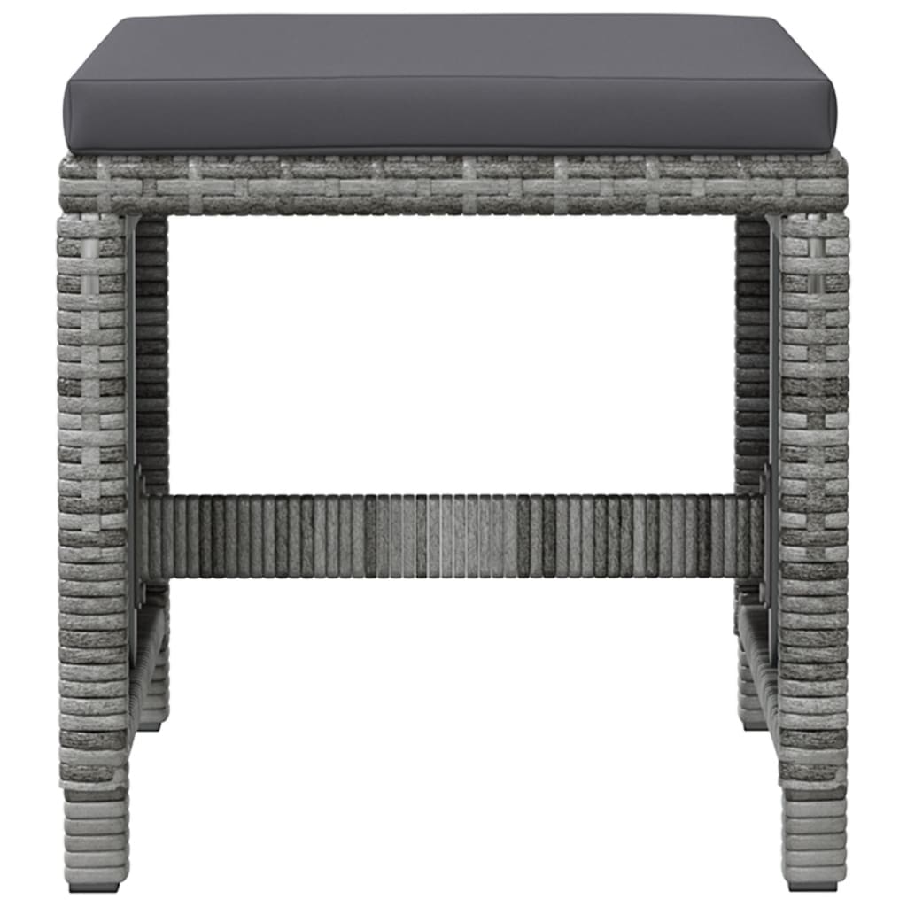 4-Delige Tuinstoelen- En Voetenbankenset Poly Rattan Grijs