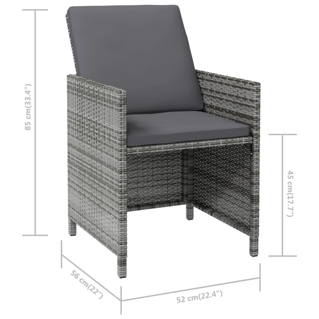 4-Delige Tuinstoelen- En Voetenbankenset Poly Rattan Grijs