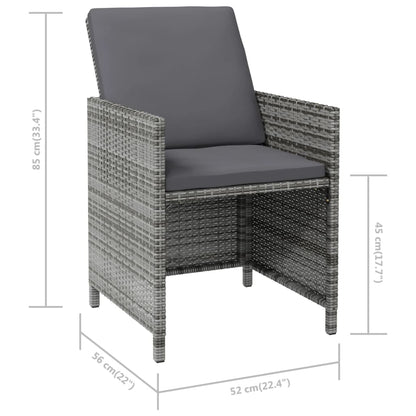 4-Delige Tuinstoelen- En Voetenbankenset Poly Rattan Grijs