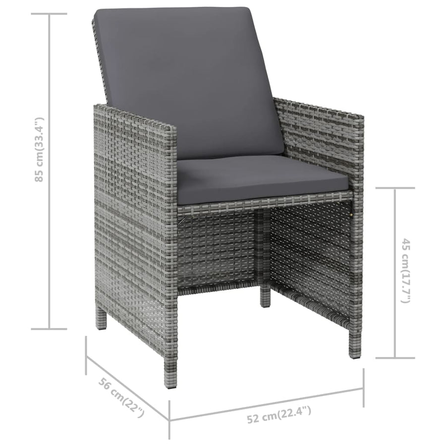4-Delige Tuinstoelen- En Voetenbankenset Poly Rattan Grijs