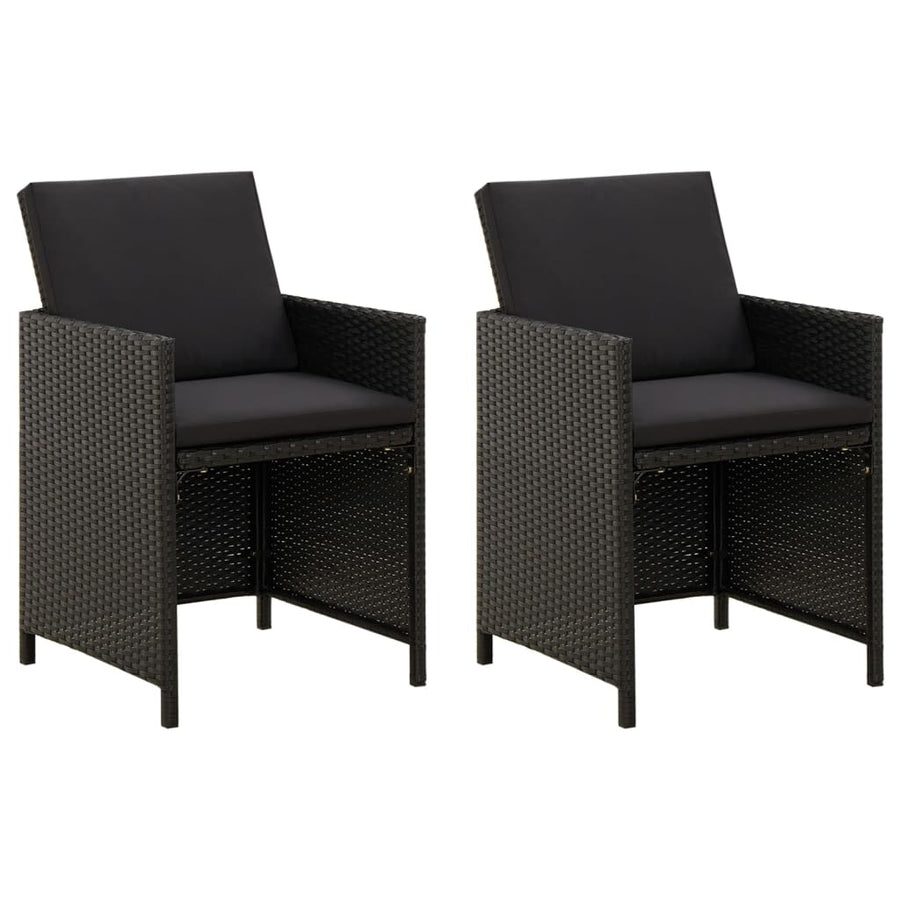 Tuinstoelen Met Kussens Poly Rattan Zwart