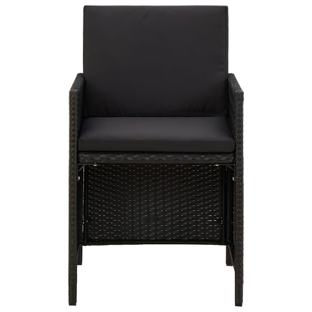 Tuinstoelen Met Kussens Poly Rattan Zwart