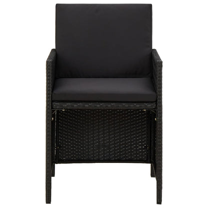 Tuinstoelen Met Kussens Poly Rattan Zwart