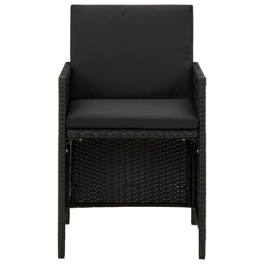 Tuinstoelen Met Kussens Poly Rattan Zwart