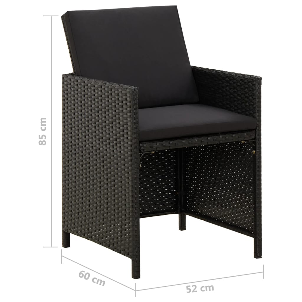 Tuinstoelen Met Kussens Poly Rattan Zwart
