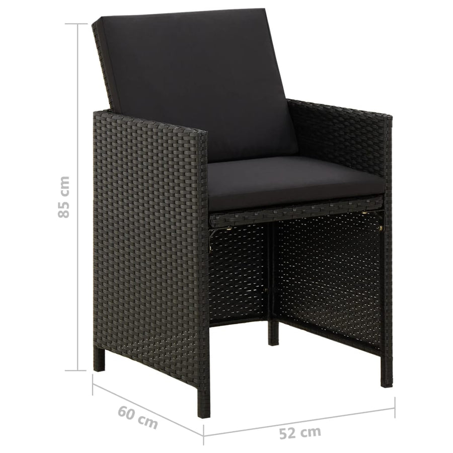 Tuinstoelen Met Kussens Poly Rattan Zwart