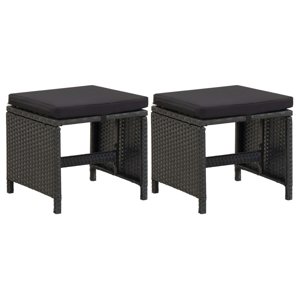 Tuinkrukken Met Kussens Poly Rattan Zwart