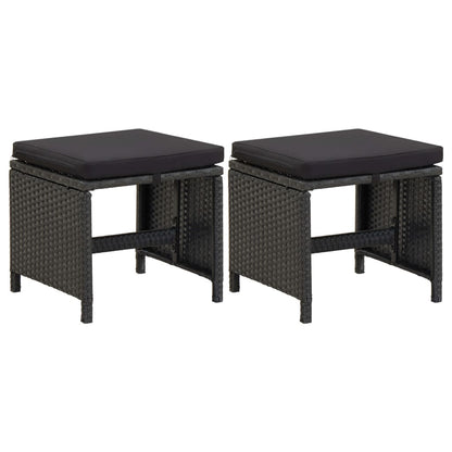 Tuinkrukken Met Kussens Poly Rattan Zwart