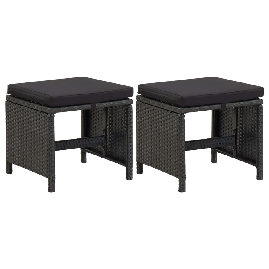 Tuinkrukken Met Kussens Poly Rattan Zwart