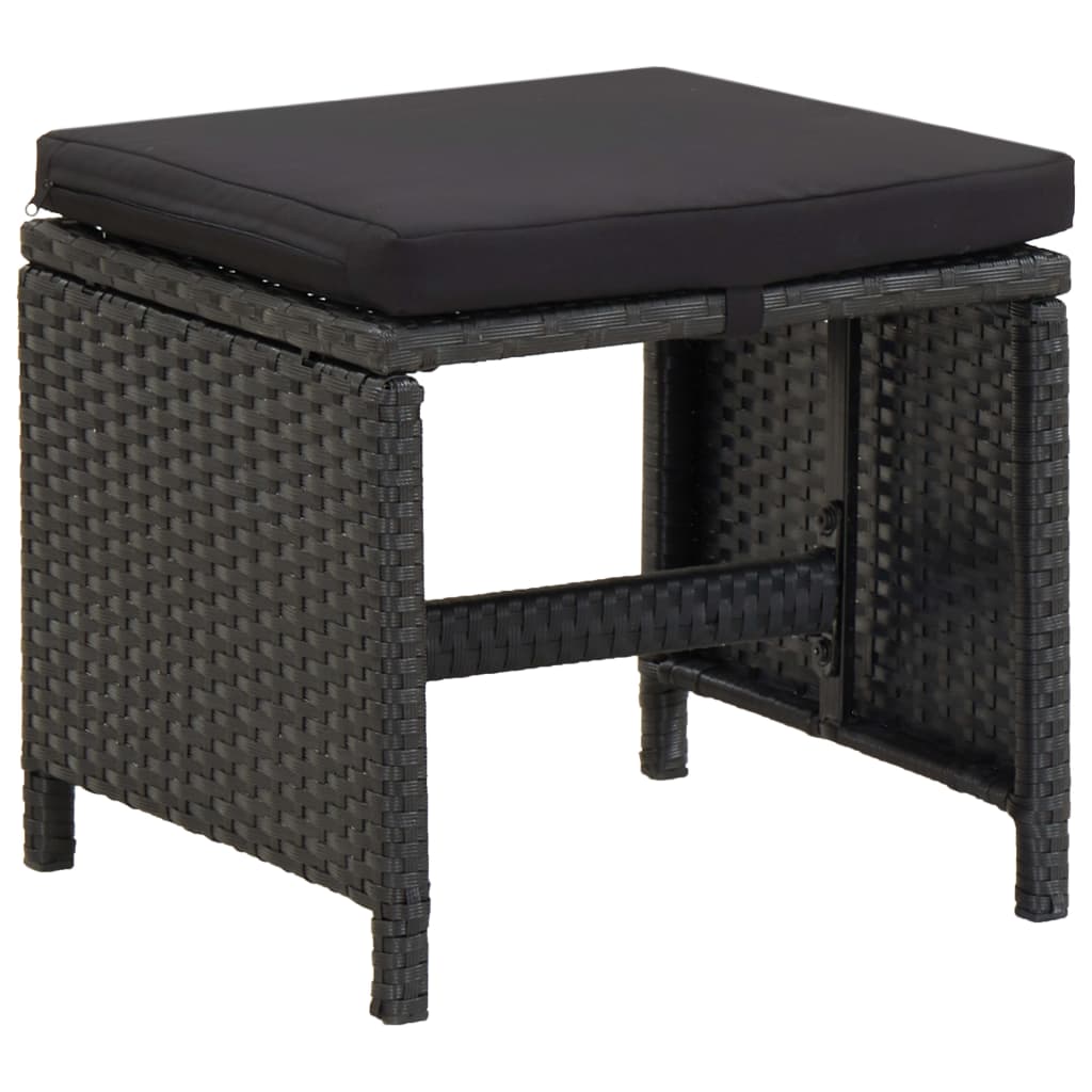 Tuinkrukken Met Kussens Poly Rattan Zwart