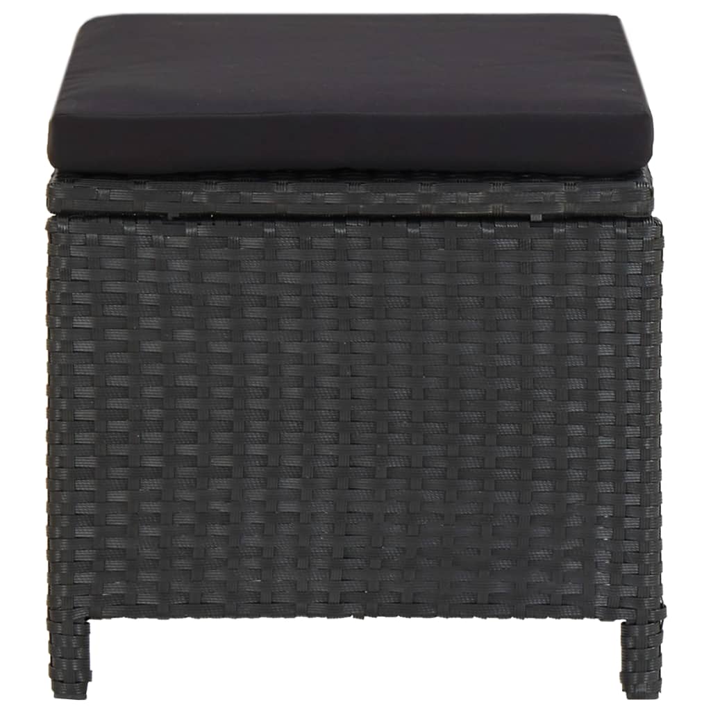 Tuinkrukken Met Kussens Poly Rattan Zwart
