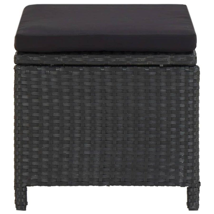 Tuinkrukken Met Kussens Poly Rattan Zwart